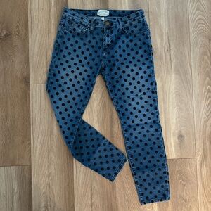 Current/Elliott Velvet Polka Dot Ankle Jeans